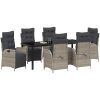 7-delat Trädgårdsset Ljusgrå Poly Rattan vidaXL 200 x 80 x 73 cm – miniatyr 3