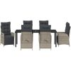 7-delat Trädgårdsset Ljusgrå Poly Rattan vidaXL 200 x 80 x 73 cm – miniatyr 6