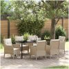 7-delat trädgårdsset med kuddar beige poly-rattan vidaXL Standard – miniatyr 1