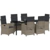 7-delat Trädgårdsset med Kuddar Grå Poly Rattan vidaXL 200 x 80 x 73 cm – miniatyr 3