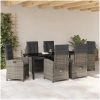 7-delat Trädgårdsset med Kuddar Grå Poly Rattan vidaXL 200 x 80 x 73 cm – miniatyr 4