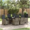 7-delat Trädgårdsset med Kuddar Grå Poly Rattan vidaXL 200 x 80 x 73 cm – miniatyr 1