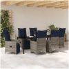 7-delat trädgårdsset med kuddar, grå poly-rotting vidaXL 6 - Sits – miniatyr 4