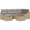 7-delat trädgårdssoff-set med kuddar beige polyrotting vidaXL 55 x 55 x 37 cm – miniatyr 2