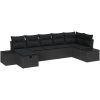 7-delat trädgårdssoff set med kuddar i svart polyrotting vidaXL 55 x 62 x 69 cm – miniatyr 2