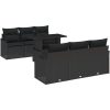 7-delat Trädgårdssoffa Set med Kuddar Svart Poly Rattan vidaXL Stor – miniatyr 2