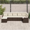 7-delat trädgårdssoffset med dynor brun poly rattan vidaXL Stor – miniatyr 3