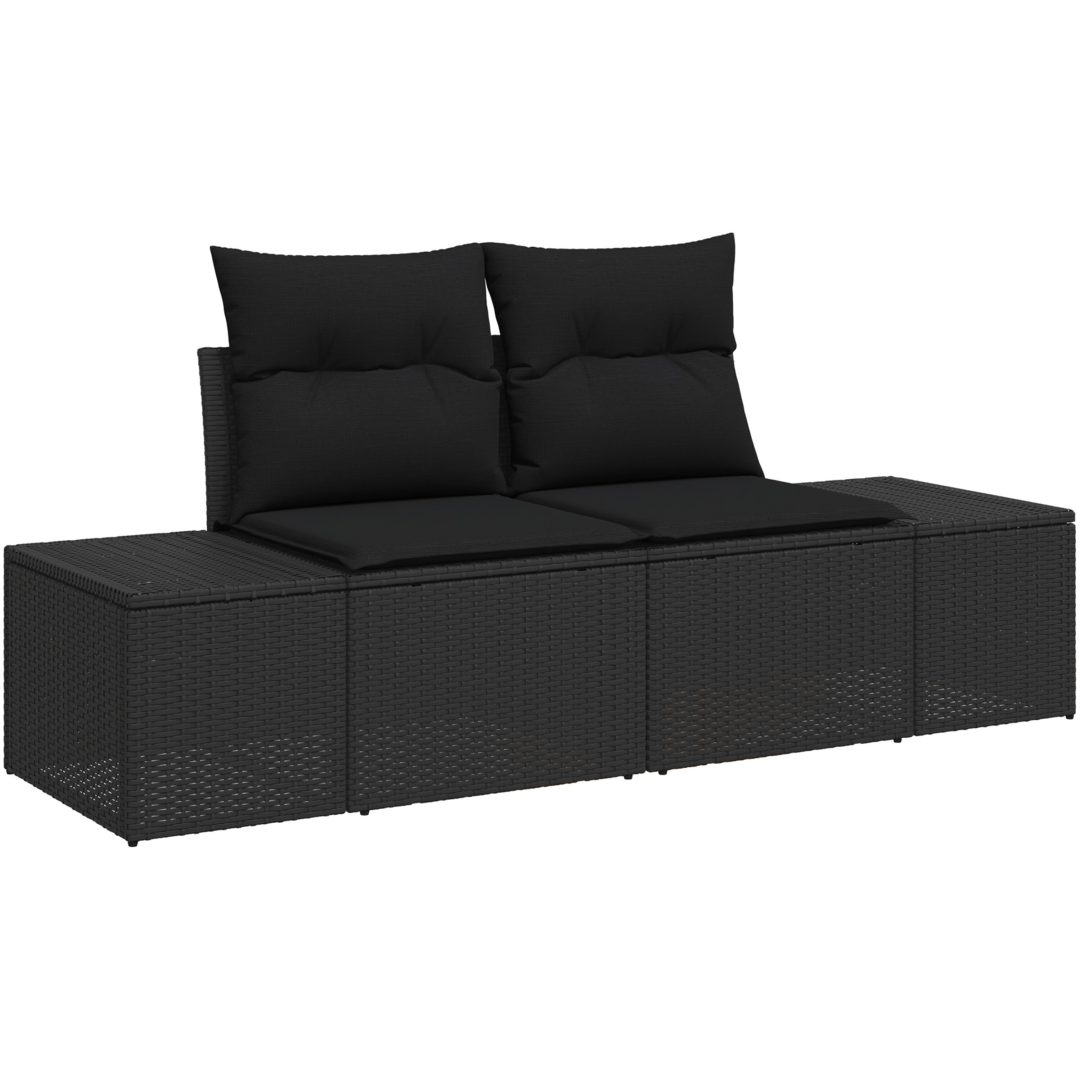 7-delat Trädgårdssoffset med Kuddar Beige Poly Rattan vidaXL 55 x 55 x 37 cm – bild 4