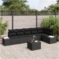7-delat Trädgårdssoffset med Kuddar Beige Poly Rattan vidaXL
