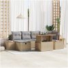 7-delat Trädgårdssoffset med kuddar Beige Poly-Rotting vidaXL 55 x 55 x 37 cm – miniatyr 1