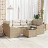 7-delat trädgårdssoffset med kuddar Beige Polyrotting vidaXL 55 x 55 x 37 cm – miniatyr 1