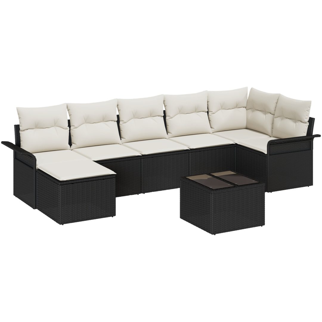 7-delat trädgårdssoffset med kuddar brun poly rattan vidaXL 55 x 55 x 37 cm – bild 2