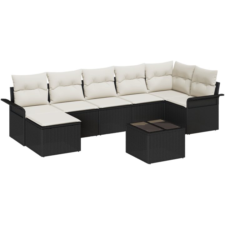 7-delat trädgårdssoffset med kuddar brun poly rattan vidaXL 55 x 55 x 37 cm – bild 2