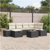7-delat trädgårdssoffset med kuddar i svart poly rattan vidaXL 55 x 55 x 37 cm – miniatyr 1