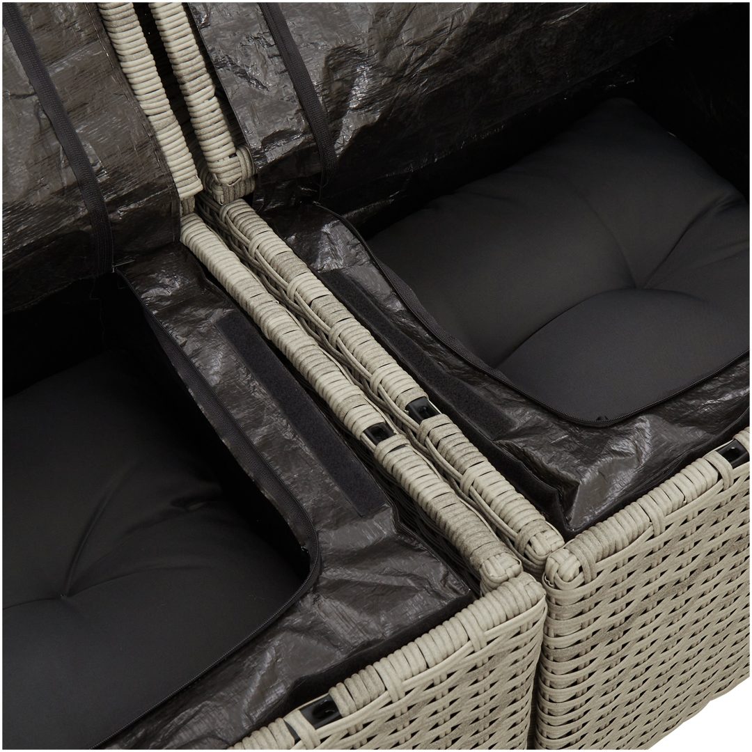 7-delat utemöbelset med ljusgrå dynor vidaXL 165 x 62 x 69 cm – bild 8