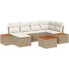 7-dels Trädgårdsoffagruppe med kuddar Beige Poly Rattan akacia vidaXL 55 x 55 x 37 cm – miniatyr 2