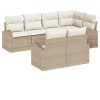 7-dels trädgårdsoffaset med kuddar beige Poly Rattan vidaXL Stor – miniatyr 1
