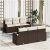7-dels trädgårdsoffset med kuddar brun poly rattan vidaXL 55 x 55 x 37 cm – miniatyr 1