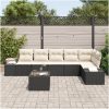 7-delsk Sofagrupp med Kuddar i Svart Poly Rattan vidaXL 55 x 55 x 37 cm – miniatyr 3