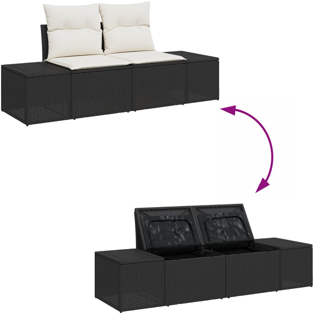 7-delsk Sofagrupp med Kuddar i Svart Poly Rattan vidaXL 55 x 55 x 37 cm – bild 10