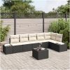 7-delsk Sofagrupp med Kuddar i Svart Poly Rattan vidaXL 55 x 55 x 37 cm – miniatyr 1