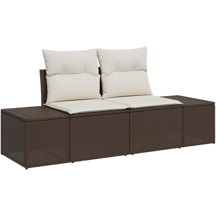 7 Styckars Trädgårdssoffset med Kuddar Brun Poly Rattan vidaXL Large – bild 4