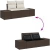 7 Styckars Trädgårdssoffset med Kuddar Brun Poly Rattan vidaXL Large – miniatyr 9
