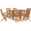 7 stycken trädgårdsmöbler Set Solid Wood Teak vidaXL Medium – miniatyr 2