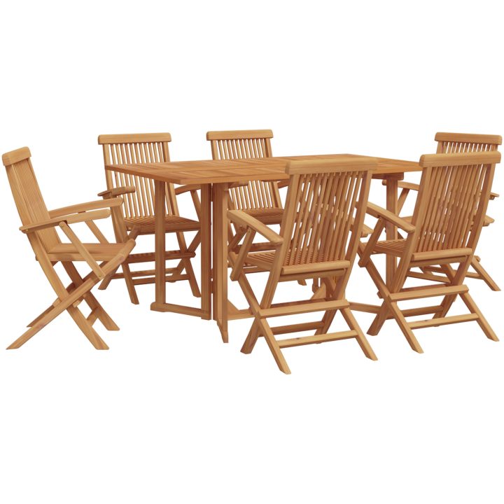 7 stycken trädgårdsmöbler Set Solid Wood Teak vidaXL Medium – bild 2