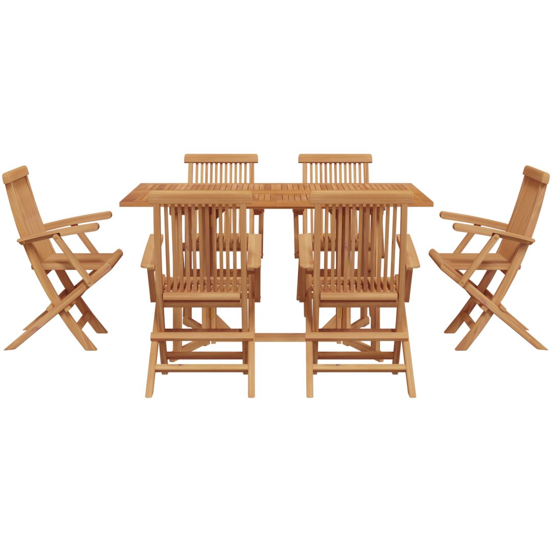 7 stycken trädgårdsmöbler Set Solid Wood Teak vidaXL Medium – bild 7