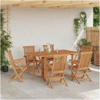 7 stycken trädgårdsmöbler Set Solid Wood Teak vidaXL