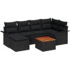 7 stycken Trädgårdsoffaset med Kuddar Svart Poly Rattan Akacia vidaXL 55 x 55 x 37 cm – miniatyr 2