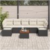 8 Bitars Trädgårdsssofa Set med Kuddar Svart Poly Rattan Akaci vidaXL Stor – miniatyr 3