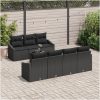 8-Dela Trädgårdsmöbelset med Kuddar - Svart Poly Rattan vidaXL 55 x 55 x 37 cm – miniatyr 3