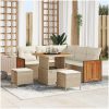 8-dela trädgårdsoffaset med kuddar Beige Poly Rots Akacia vidaXL Stor – miniatyr 1
