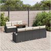 8-dela Trädgårdsset med kuddar Svart Poly Rattan Akacia vidaXL 100 x 55 x 73 cm – miniatyr 3