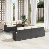 8-dela Trädgårdsset med kuddar Svart Poly Rattan Akacia vidaXL 100 x 55 x 73 cm – miniatyr 1