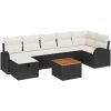 8 Dela Trädgårdssoffset med Dynor Svart Poly Rattan vidaXL 55 x 55 x 37 cm – miniatyr 2