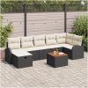 8 Dela Trädgårdssoffset med Dynor Svart Poly Rattan vidaXL 55 x 55 x 37 cm – miniatyr 1