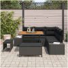 8-delad soffgrupp med kuddar i svart poly-rattan och akacia vidaXL Standard utomhusset storlek – miniatyr 3