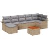 8-delad trädgårdsmöbelgrupp med kuddar Beige Poly Rattan Akacia vidaXL Stor – miniatyr 2