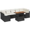 8-delad Trädgårdsofa Set med Kuddar Svart Poly Rattan Acacia vidaXL Stor – miniatyr 2