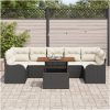 8-delad Trädgårdsofa Set med Kuddar Svart Poly Rattan Acacia vidaXL Stor – miniatyr 3