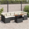 8-delad Trädgårdsofa Set med Kuddar Svart Poly Rattan Acacia vidaXL Stor – miniatyr 1