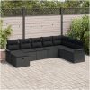 8-delad Trädgårdsofa Set med Kuddar Svart Poly Rattan vidaXL 297.5 x 187.5 x 85 cm – miniatyr 1