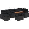 8-delad Trädgårdsofa Set med Kuddar Svart Poly Rotting vidaXL 55 x 55 x 37 cm – miniatyr 2