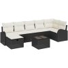 8-delad Trädgårdsoff Grupp med Dynor Svart Poly Rottning vidaXL 289 x 124 x 85 cm – miniatyr 2