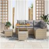 8-delad trädgårdsoff grupp med kuddar beige poly rattan akacia vidaXL Större – miniatyr 3
