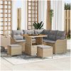 8-delad trädgårdsoff grupp med kuddar beige poly rattan akacia vidaXL Större – miniatyr 1