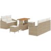 8-delad trädgårdsoff-set med kuddar Beige Poly Rattan Akacia vidaXL Medium – miniatyr 2